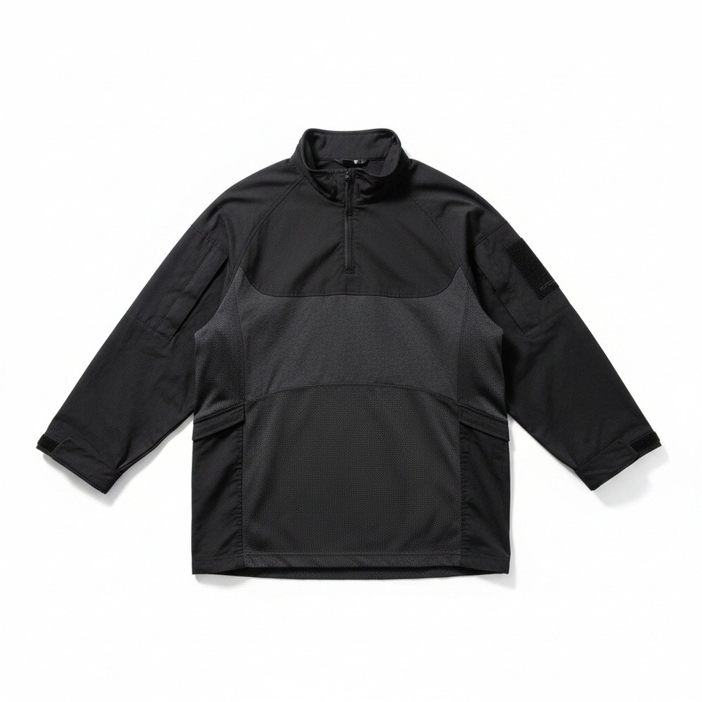 CQR Mens Tactical Combat Shirt Black Grey Quarter Zip Ripstop XL - Picture 2 of 8